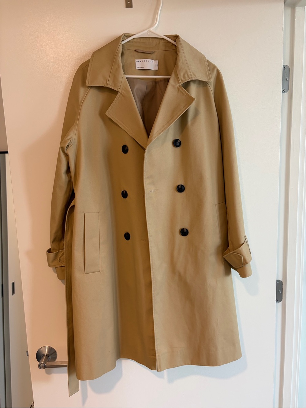 ASOS Khaki Trench Coat with Black Buttons